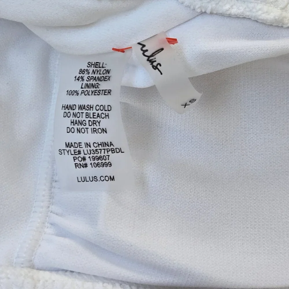 Lulus Sunny Day Babe White Halter One Piece Swimsuit Sz XS New Without Tags $59